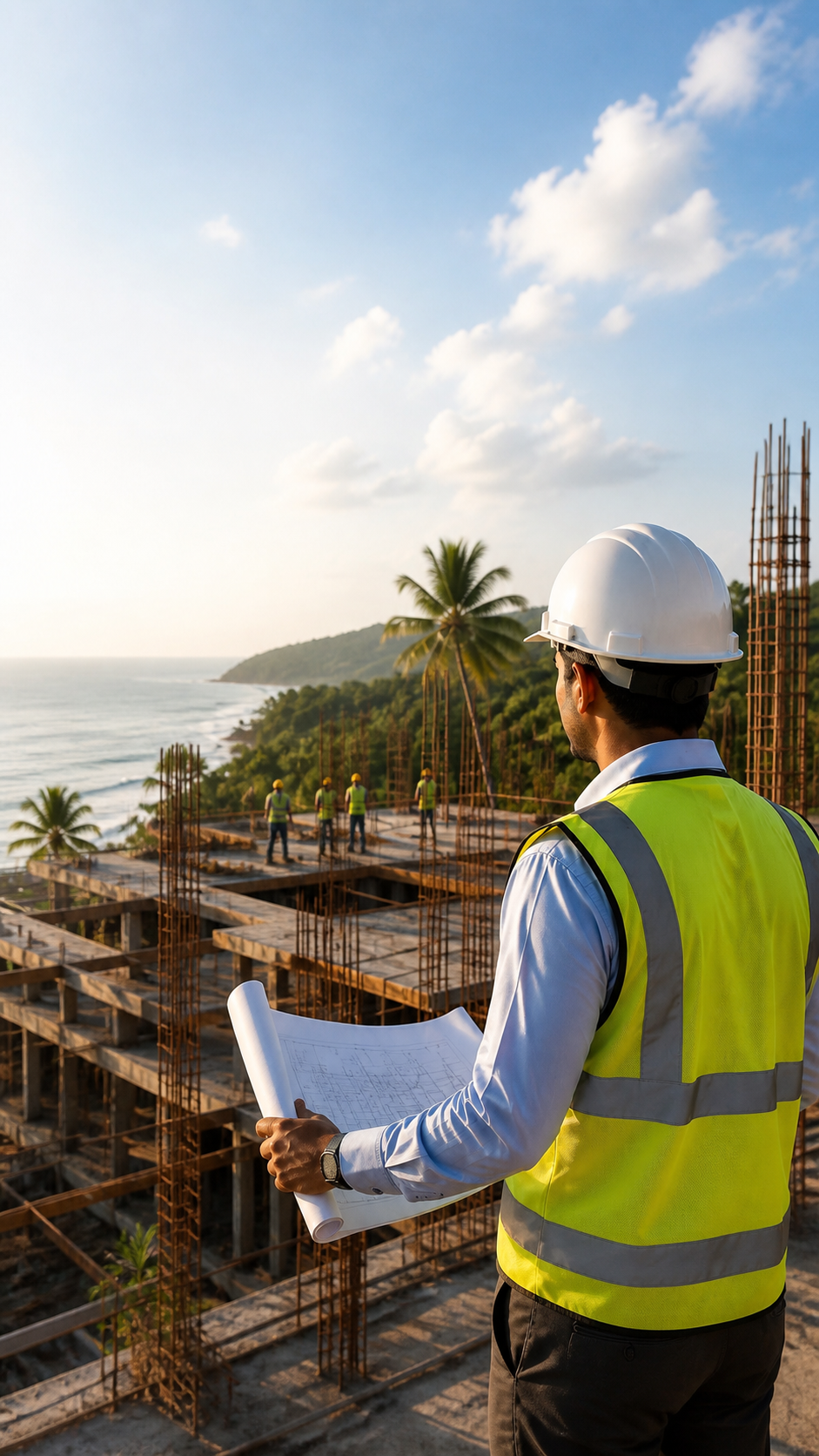 Nazcon engineer overseeing a coastal construction site in Andaman